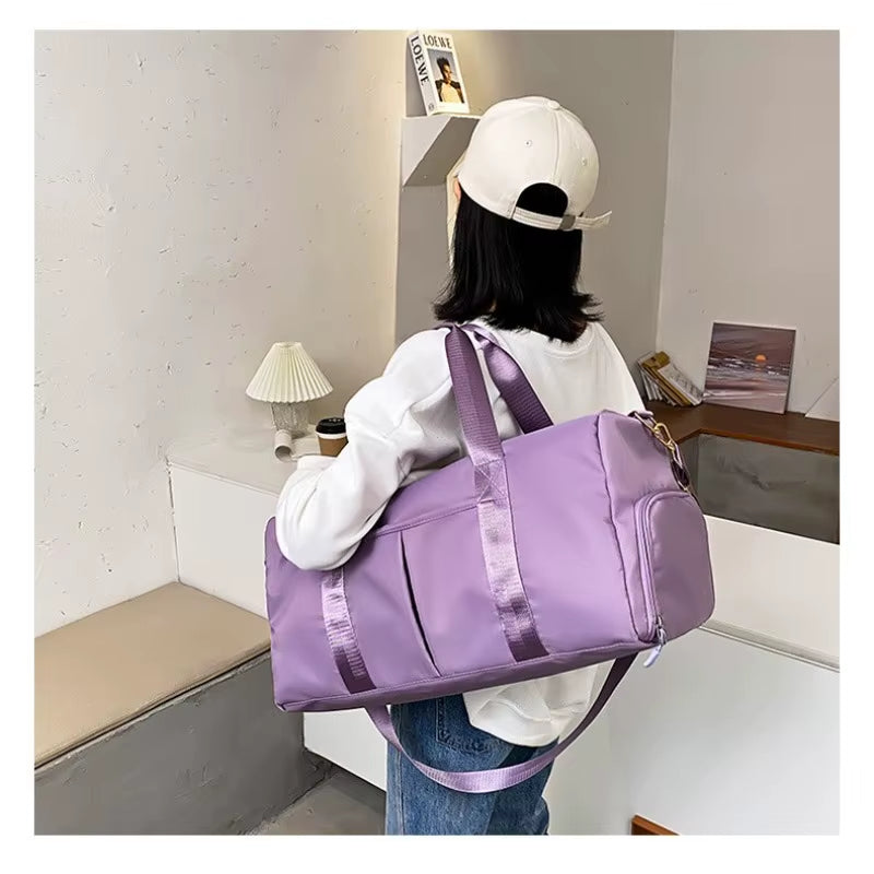 Outdoor Waterproof Nylon Sports Gym Bag for Men and Women - Versatile Fitness and Travel Handbag with Yoga Mat and Shoe Compartment