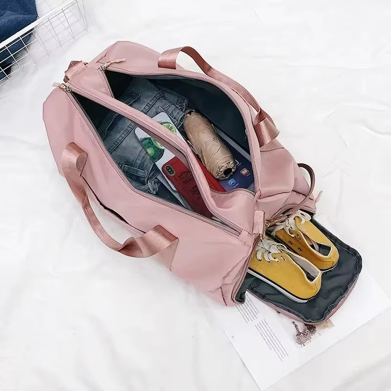 Outdoor Waterproof Nylon Sports Gym Bag for Men and Women - Versatile Fitness and Travel Handbag with Yoga Mat and Shoe Compartment